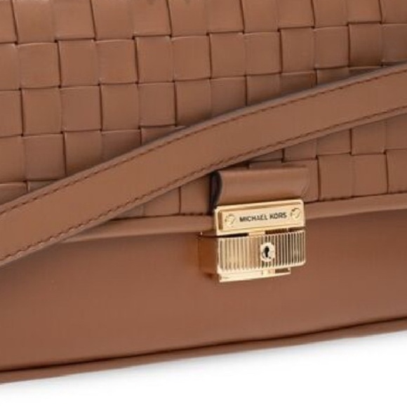 MICHAEL KORS Bradshaw Woven Leather Convertible Shoulder Tan Bag AUTHENTIC NWT - Picture 6 of 12